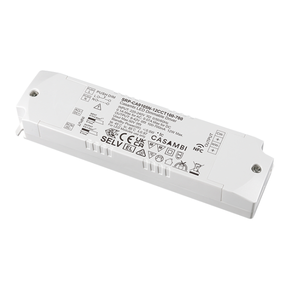 Casambi 12W 2CH NFC Enabled LED Driver (Constant Current) SRP-CA9105N-12CCT100-700