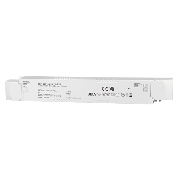 75W 24VDC 2 Channels Constant Voltage Casambi Dimmable LED Driver SRP-CS9105-24-75LCVT