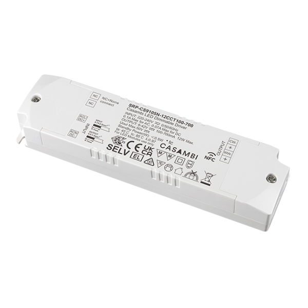Casambi 12W 2CH NFC Enabled LED Driver (Constant Current) SRP-CS9105N-12CCT100-700