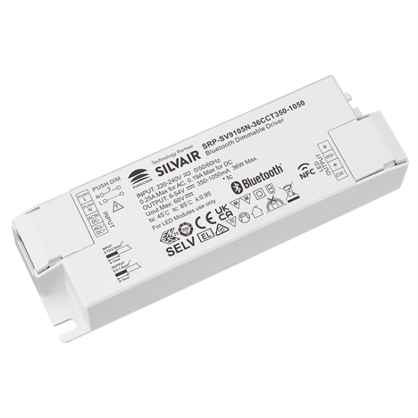 36W 2CH BLE NFC Enabled LED Driver (Constant Current) SRP-SV9105N-36CCT350-1050