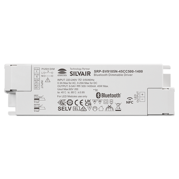 45W 1CH BLE NFC Enabled LED Driver (Constant Current) SRP-SV9105N-45CC500-1400