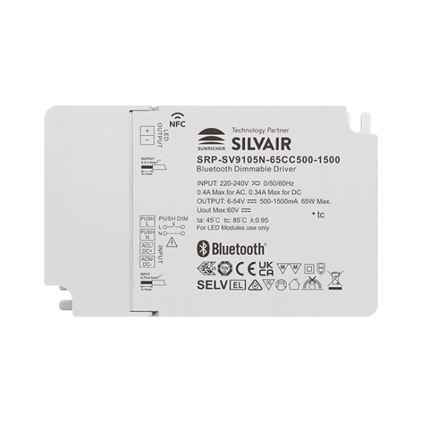 65W 1CH BLE NFC Enabled LED Driver (Constant Current) SRP-SV9105N-65CC500-1500