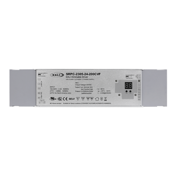 200W 4 Channels 24VDC DALI DT6 LED Constant Voltage Driver SRPC-2305-24-200CVF