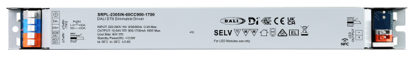 60W NFC Programmable DALI DT6 D4i Certified Long Metal Casing LED Driver(Constant Current) SRPL-2305iN-60CC900-1700