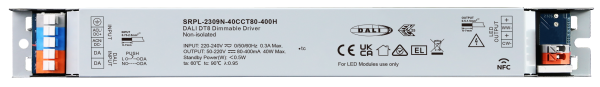 40W NFC Programmable DALI DT8 Non-SELV Long Metal Casing LED Driver(Constant Current) SRPL-2309N-40CCT80-400H