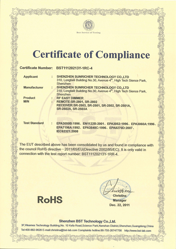 RoHS Certification