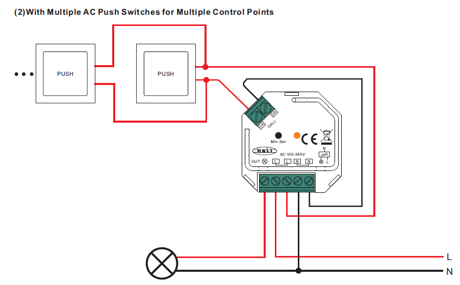 DALI Push AC Phase Cut Dimmer SR-2303SAC-HP