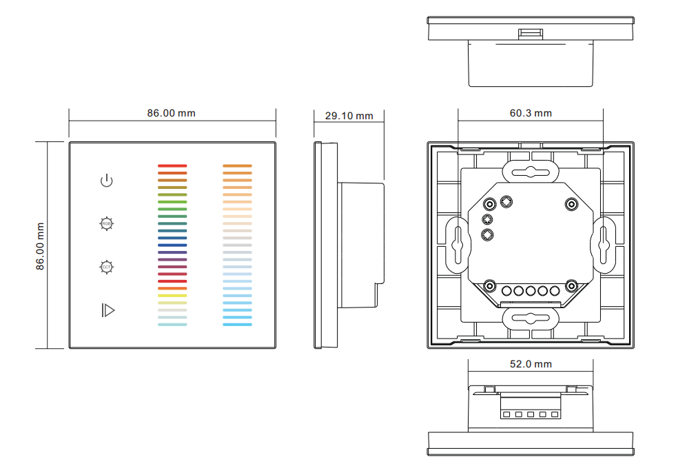 Product Dimension for SR-2834RGB&CCT