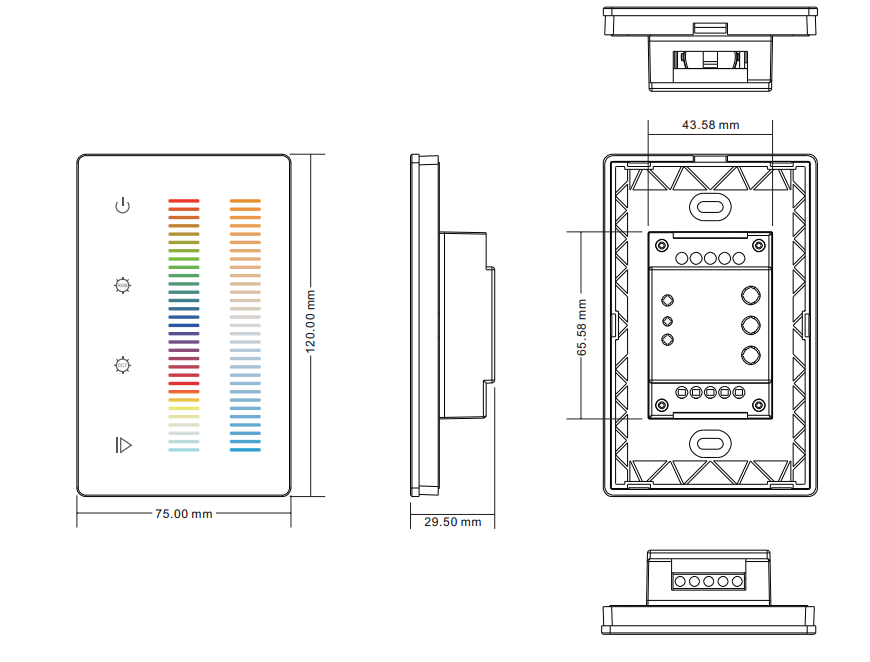 Product Dimension for SR-2834RGB&CCT(US)