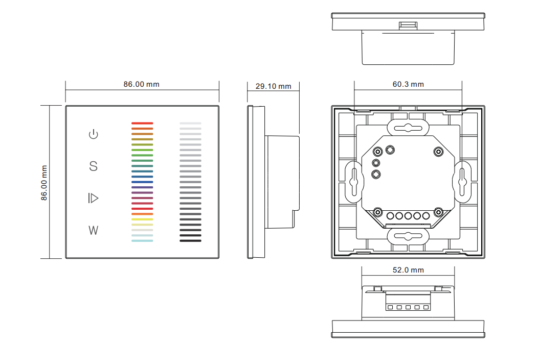 Product Dimension for SR-2834RGBW