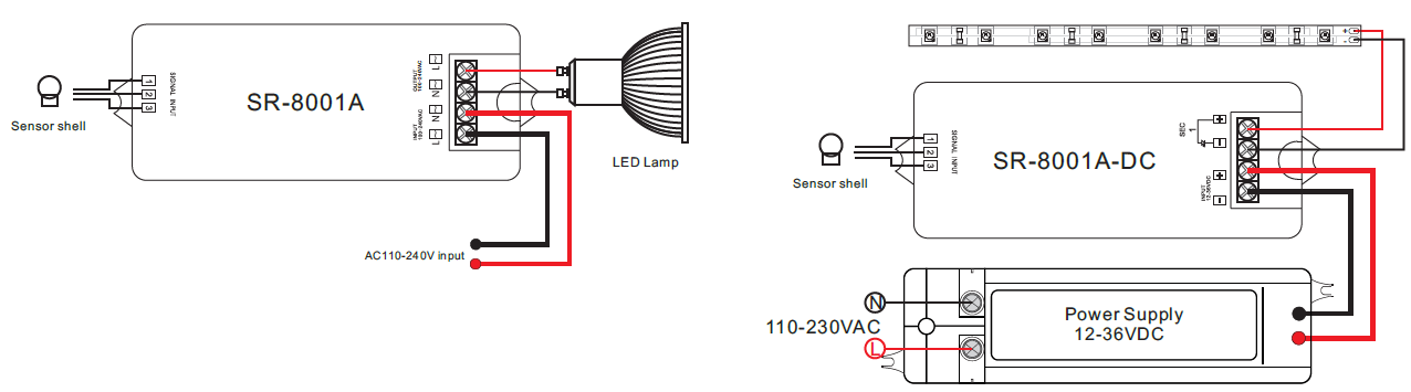 LED CONNEX SR-8001ADC IR-Sensor Schalter 12-36V DC